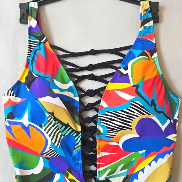 NWT! Bleu by Rod Beattie The Mix Lace Down One Piece Swimsuit - Picture 5 of 16